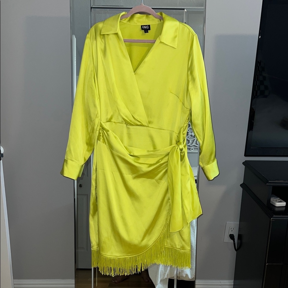 INC International Concepts Yellow Long Sleeve Dress